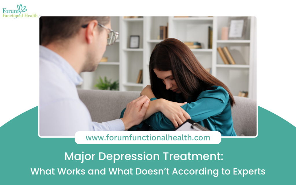 A person receiving professional treatment for major depression, exploring therapy and medication options.
