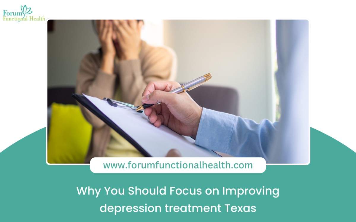 Professional administering depression treatment to patient in Texas clinic