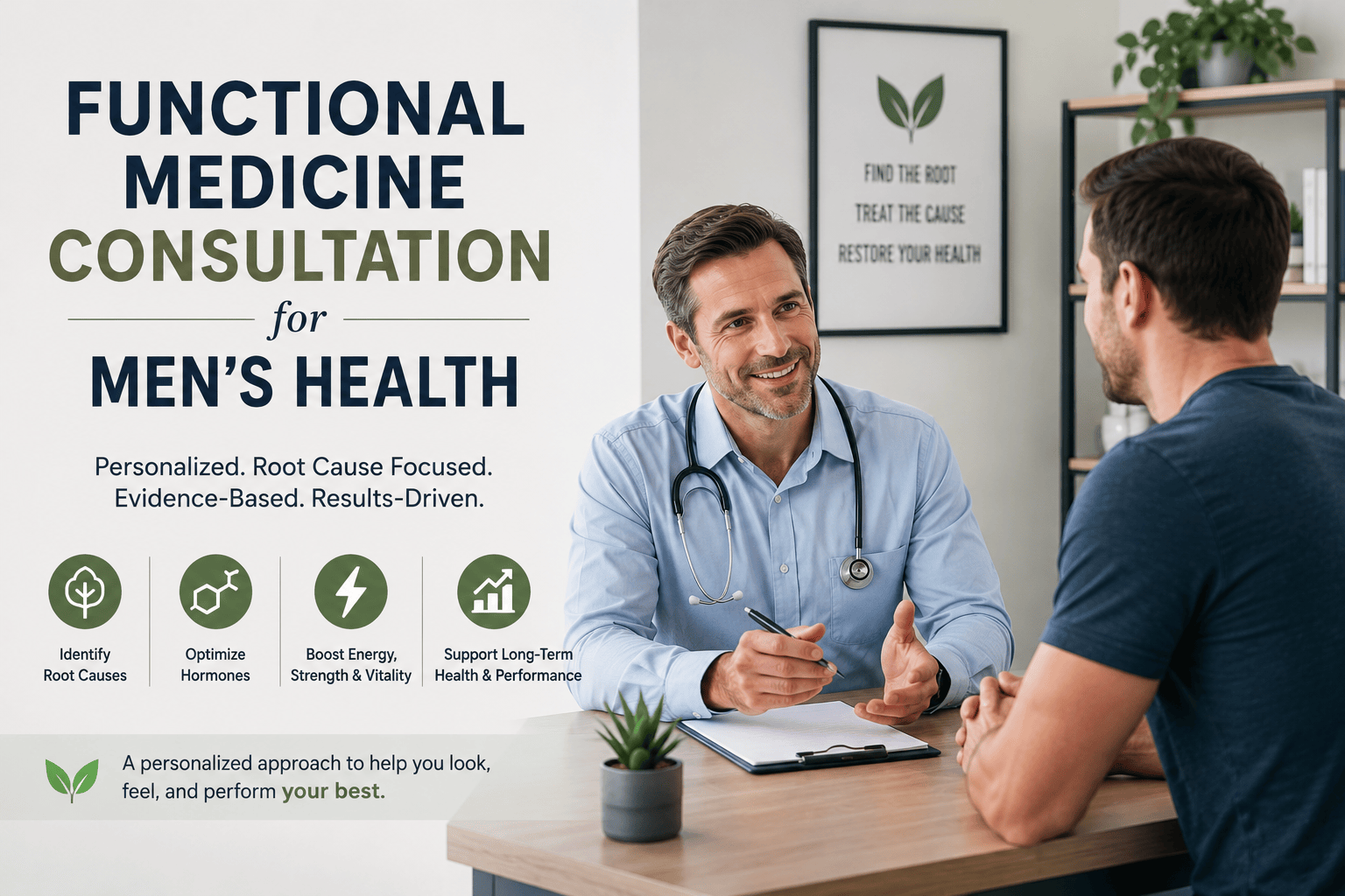 Functional medicine provider discussing erectile dysfunction concerns with male patient in McKinney Texas